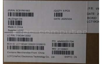 Lenovo 5CB1R61663 C-Cover with keyboard, Switzerland, Luna Grey, Puresight Logo, Screw, UK