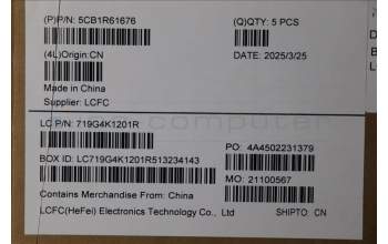 Lenovo 5CB1R61676 C-Cover with keyboard, French, Luna Grey, Non-Puresight Logo, Screw, US