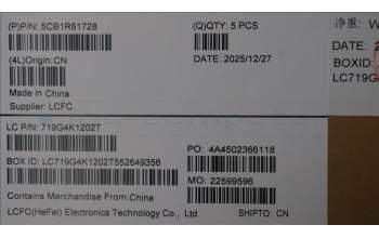 Lenovo 5CB1R61728 C-Cover with keyboard, Ukraine, Cosmic Blue, Puresight Logo, Screw, US