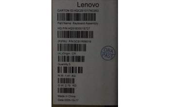 Lenovo 5CB1R68016 C-Cover with keyboard, Switzerland, Luna Grey, Non_Puresight Logo, FingerPrint