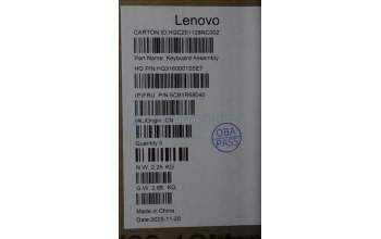 Lenovo 5CB1R68040 C-Cover with keyboard, French, Luna Grey, Non-Puresight Logo, FingerPrint, US