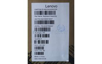 Lenovo 5CB1R68057 C-Cover with keyboard, Hebrew, Luna Grey, Puresight Logo, Non-FingerPrint, US