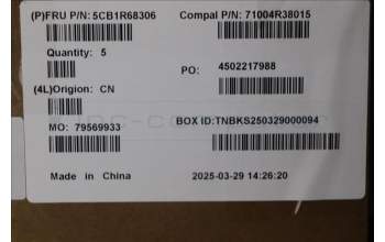 Lenovo 5CB1R68306 C-Cover with keyboard, Italian, Luna Grey, Puresight Logo, UK