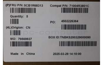 Lenovo 5CB1R68313 C-Cover with keyboard, French, Luna Grey, Puresight Logo, US