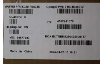 Lenovo 5CB1R68336 C-Cover with keyboard, Italian, Luna Grey, Non-Puresight Logo, UK