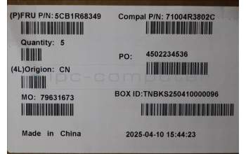 Lenovo 5CB1R68349 C-Cover with keyboard, Slovenian, Luna Grey, Non-Puresight Logo, UK