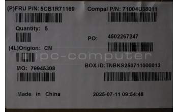 Lenovo 5CB1R71169 C-Cover with keyboard, Belgian, Luna Grey, UK