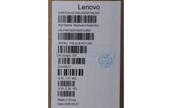 Lenovo 5CB1R71394 C-Cover with keyboard, UK English, Tidal Teal, Non-FingerPrint, Non-Puresight Logo, UK