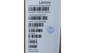 Lenovo 5CB1R83560 C-Cover with keyboard, US English Euro, Seashell, Non-FingerPrint, Non-Puresight Logo, US