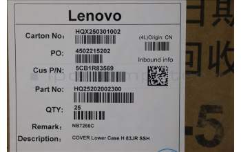 Lenovo 5CB1R83569 COVER Lower Case H 83JR SSH