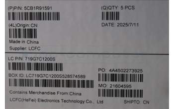 Lenovo 5CB1R91591 C-Cover with keyboard, Hebrew, Luna Grey, DIS, US