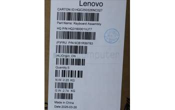 Lenovo 5CB1R99783 C-Cover with keyboard, English, Seashell, Non-FingerPrint, Puresight Logo, US