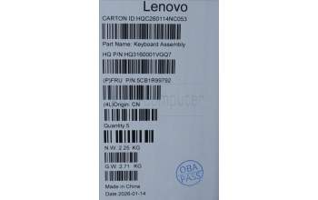 Lenovo 5CB1R99792 C-Cover with keyboard, Belgian, Seashell, Non-FingerPrint, Non-Puresight Logo, UK