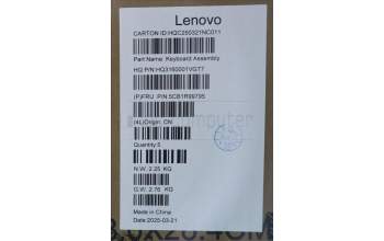 Lenovo 5CB1R99795 C-Cover with keyboard, French, Seashell, Non-FingerPrint, Puresight Logo, US