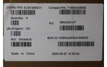 Lenovo 5CB1S00211 C-Cover with keyboard, US English Euro, Tidal Teal, Puresight Logo, US