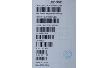 Lenovo 5CB1S02765 C-Cover with keyboard, Switzerland, Luna Grey, Backlight, Non-FingerPrint, UK