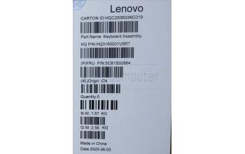 Lenovo 5CB1S02864 C-Cover with keyboard, German, Cosmic Blue, Backlight, Non-FingerPrint, UK