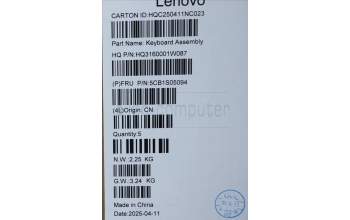 Lenovo 5CB1S05094 C-Cover with keyboard, Belgian, Luna Grey, Backlight, Non-FingerPrint, UK