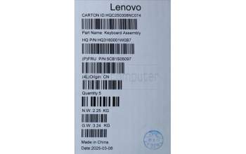 Lenovo 5CB1S05097 C-Cover with keyboard, Switzerland, Luna Grey, Backlight, Non-FingerPrint, UK