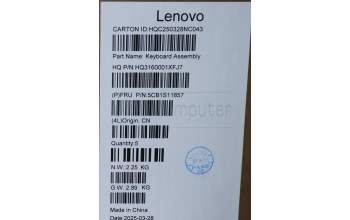 Lenovo 5CB1S11857 C-Cover with keyboard, Czech Slovakian, Luna Grey, Backlight, UK