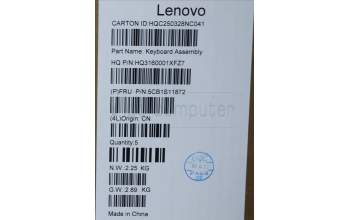 Lenovo 5CB1S11872 C-Cover with keyboard, Nordic, Luna Grey, Backlight, UK