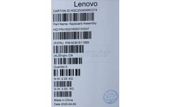 Lenovo 5CB1S11889 C-Cover with keyboard, US English Euro, Cosmic Blue, Backlight, US