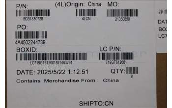 Lenovo 5CB1S50728 Cover, 83KY, Strip Cover, L+R, Glacier White