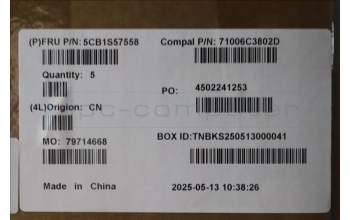 Lenovo 5CB1S57558 C-Cover with keyboard, Czech Slovakian, RGB Backlight, UK