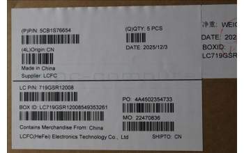 Lenovo 5CB1S76654 C-Cover with keyboard, US English Euro, Eclipse Black, White Backlight, Painting, US