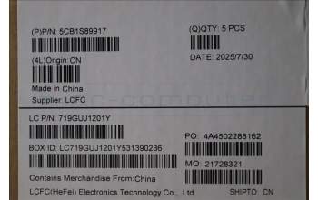 Lenovo 5CB1S89917 C-Cover with keyboard, Italian, Eclipse Black, White Backlight, Anodizing Sandblasting, UK