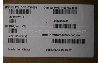 Lenovo 5CB1T10051 C-Cover with keyboard, Slovenian, White Backlight, UK