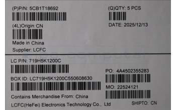 Lenovo 5CB1T18692 C-Cover with keyboard, US English Euro, Luna Grey, Backlight, US