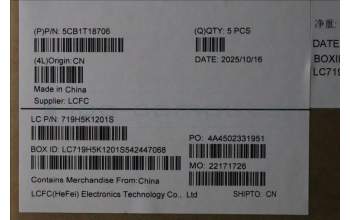 Lenovo 5CB1T18706 C-Cover with keyboard, Portuguese, Luna Grey, Backlight, UK