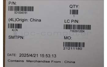 Lenovo 5D10S40181 Lenovo LCD Module, 16\", 2.8K, Non_Touch, Glare, OLED, 500nit, 100%DCI-P3, Luna Grey, W/IR Camera