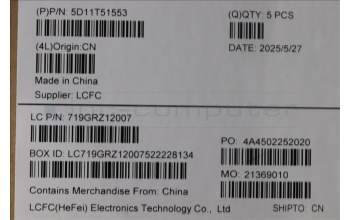 Lenovo 5D11T51553 DISPLAY FRU EDO EF10QBC64.C 15.1WQX FCC