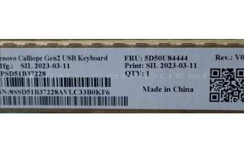 Lenovo 5D50U84444 Keyboard External,USB,Dutch,Black