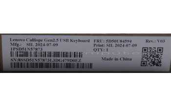 Lenovo 5D50U84594 Keyboard External,USB,Portuguese,Black