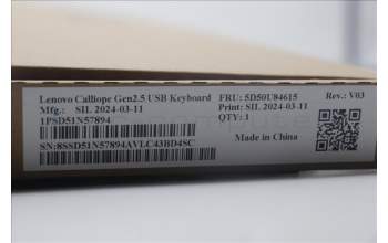 Lenovo 5D50U84615 Keyboard External,USB,Czech/Slovakian,Black