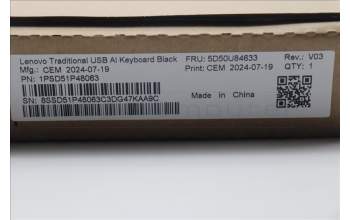 Lenovo 5D50U84633 AI Keyboard External,USB,Greek/US English,Black