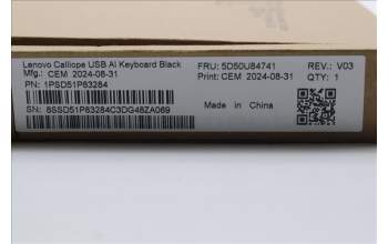 Lenovo 5D50U84741 AI Keyboard External,USB,Spanish,Black