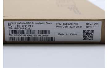 Lenovo 5D50U84749 AI Keyboard External,USB,Slovenian,Black