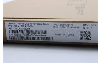 Lenovo 5D50U84751 AI Keyboard External,USB,Lithuanian,Black