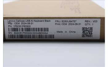 Lenovo 5D50U84757 AI Keyboard External,USB,Czech/Slovakian,Black