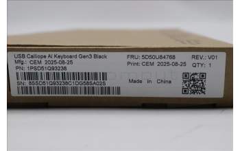 Lenovo 5D50U84768 AI Keyboard External, USB, Ukraine, Black