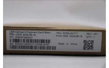 Lenovo 5D50U84777 AI Keyboard External, USB, Dutch, Black