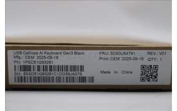 Lenovo 5D50U84791 AI Keyboard External, USB, Norwegian, Black