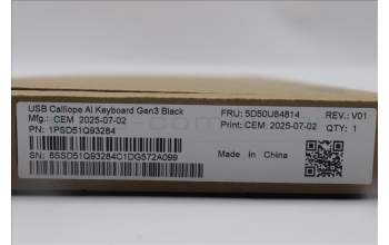 Lenovo 5D50U84814 AI Keyboard External, USB, Czech/Slovakian, Black