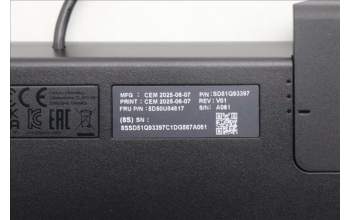 Lenovo 5D50U84817 Keyboard External, USB, Arabic, Luna Grey