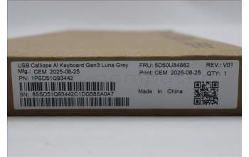 Lenovo 5D50U84862 Keyboard External, USB, Czech/Slovakian, Luna Grey