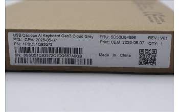 Lenovo 5D50U84896 Keyboard External, USB, Swiss French/German, Cloud Grey